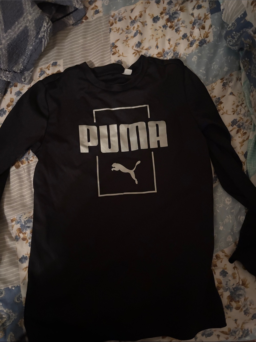 Puma Black Long Sleeve Sweatshirt with Silver Logo